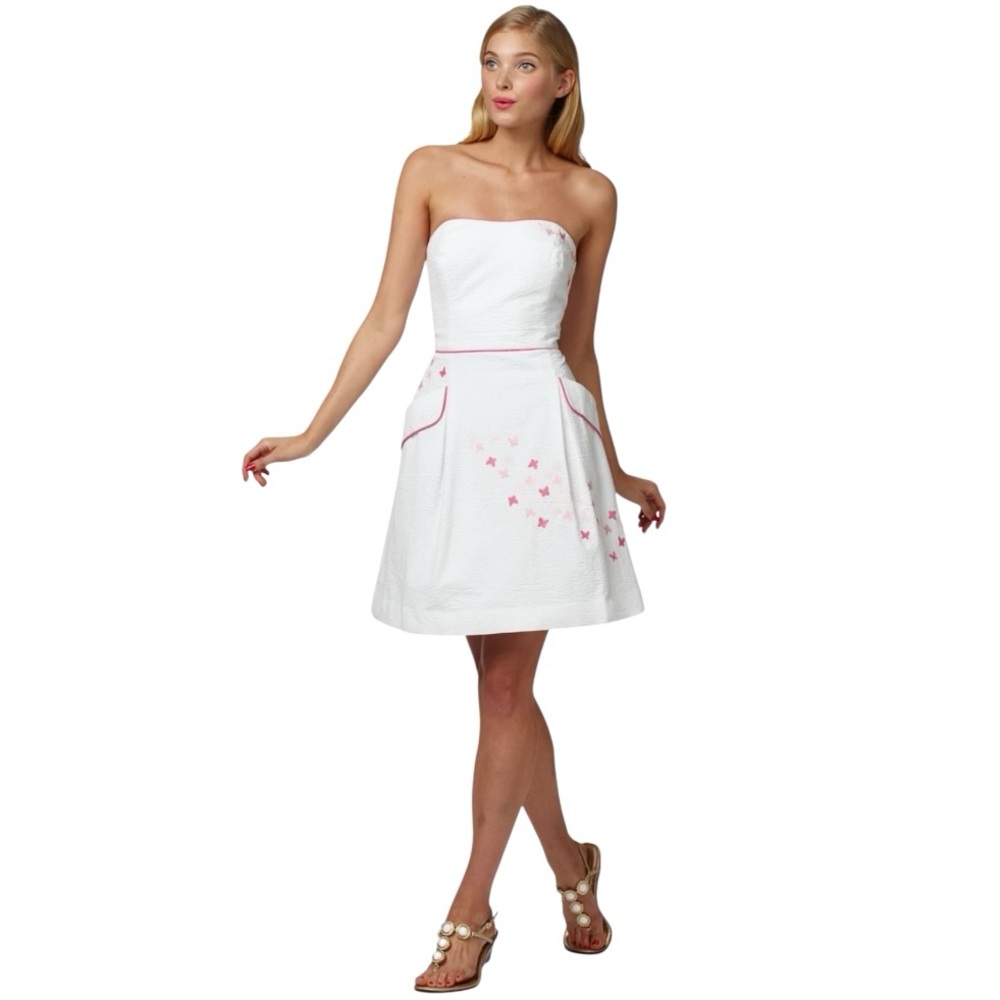 Lilly Pulitzer Blossom Spring Fling Placed Embroidery Seersucker Dress 6 - Picture 3 of 14